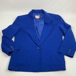 Vintage Pendleton Royal Blue Blazer Jacket Size 12 Pockets One button Lined